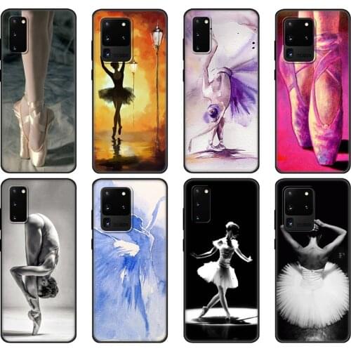 Black tpu Case For Samsung galaxy S20 /S20 PLUS/S20 ultra/S20+ /S20FE back cover Ballet Ballerina Dancer Shoes