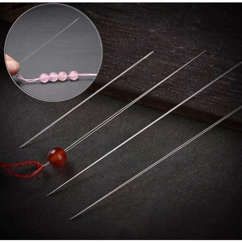 5Pcs Central Opening Curved Beading Needles for Bead Threading String Cord Easy Jewelry Making Stainless Steel Tools Pins