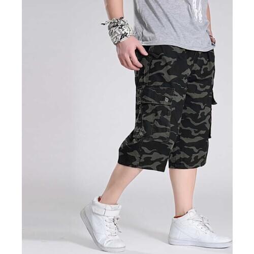 Camouflage Cargo Shorts Men Casual Boardshorts Wide Leg Loose Baggy Harem Shorts Military Army Style Tactical Shorts Plus Size