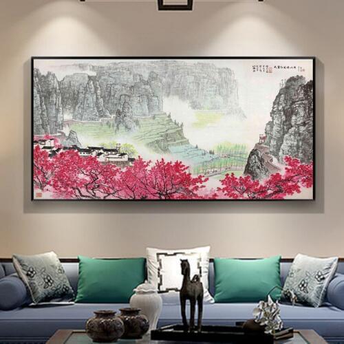 Chinese Landscape Ink painting on Canvas Wall Art Picture for Living Room Home Decor Art Deco Paintings