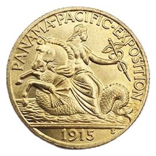 United States 1915-S 2 1/2 Dollars Panama Pacific Exposition Gold Coin Crafts Brass Collectibles Souvenir Commemorative Coins