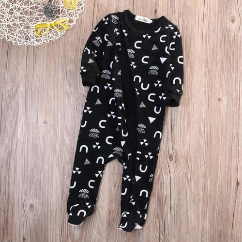 Free shipping Newborn Baby Boy Letter Romper Jumpsuit Pajamas Long Sleeve Clothes Outfits