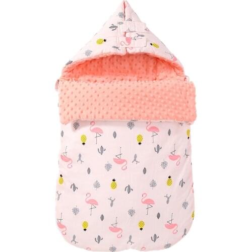 Newborn Cute Fashion Winter Envelope Shape Zipper Sleeping Bag With Cap Infant Winter Sleepsack Baby Soft Swaddle Wrap Blanket