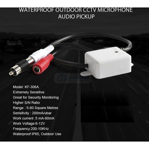 Audio Pick Up CCTV Mini Audio Microphone MIC Extremely Sensitive Waterproof IP65 Outdoor Use FOR The PTZ Speed Dome IP Camera