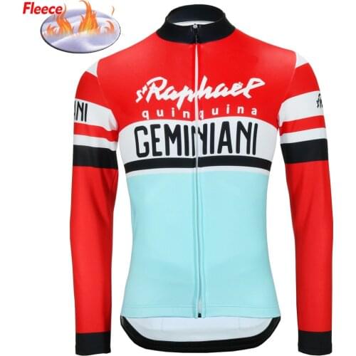 Man Retro Winter Fleece Cycling Jersey Bike Clothing Road/MTB White Bicycle Wear Shirts Long Sleeve Thin FULL ZIP