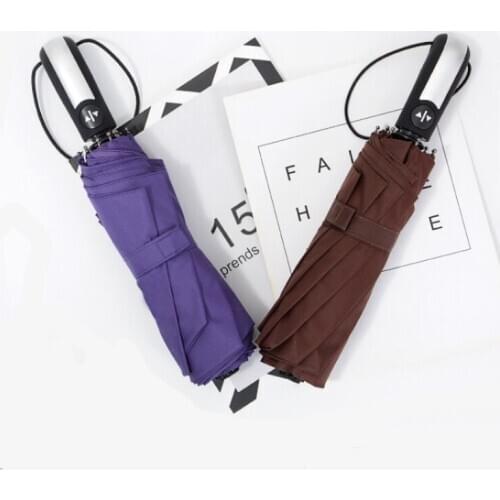 Men Automatic Umbrella Rain Sunny Reverse Folding Compact Travel Inverted Inside 3 Folding Sun Outdoor 10 Ribs Womens Unbrellas