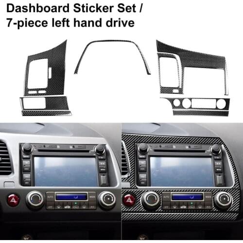 7Pcs/Set Interior Decal Car Decoration Dust-proof Carbon Fiber Car Dashboard Stickers Set for Honda Civic 8th Generation 2006-20
