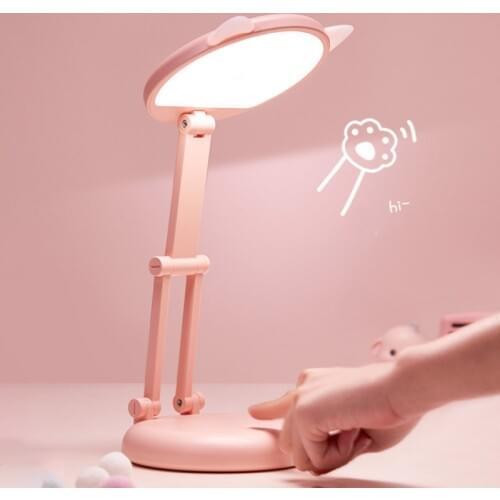 Led Table Lamp Touch Dimming Foldable Desk Lamp USB Rechargeable Eye Protection Cute Children Dormitory Portable Reading Lamp