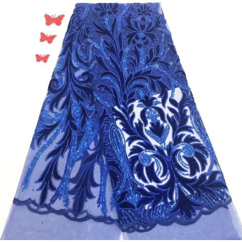 Latest African sequin lace fabric embroidered Nigerian lace fabric 2020 high quality French mesh lace fabric J0439