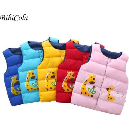 New Autumn Winter Kids Warm Vest Boy Girl Giraffe print Sleeveless Coat Baby Toddler Fashion Sport Childrens Clothing Clothes