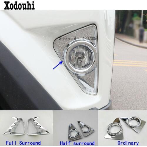 Car body front fog light lamp detector frame stick styling ABS Chrome cover trim 2pcs For Toyota RAV4 2016 2017 2018