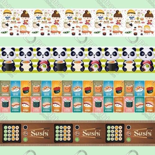 Custom Cartoon cute SUSHI printed grosgrain ribbon 50 yards gift wrapping diy bows christmas wedding derections ribbons