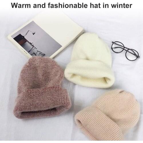 Casual autumn winter rabbit hair Winter skullies Hat fashion warm beanies hats women solid adult rabbit caps cover head