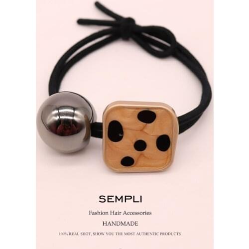 Sempli High Quality Alloy Square Elastic Hair Bands For Womens Nylon Hair Bands Round Headband Hair Accessories gumki do wlosow