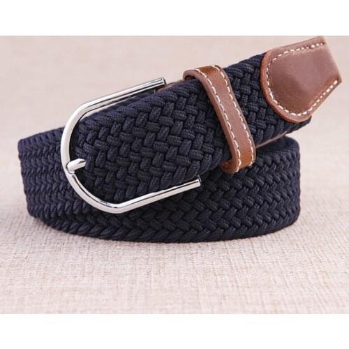 High Quality Fashionable Elastic Canvas Belts for Women Knitted Buckle Adjustable Belt Male Canvas Belts for Jeans 2019 NEW