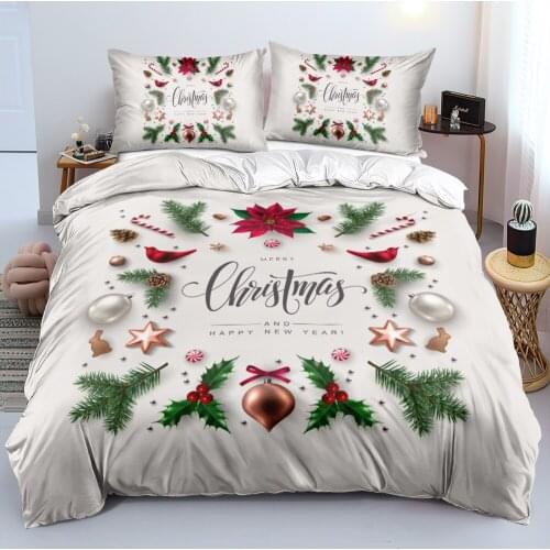 Merry Christmas Bedding sets XMAS Duvet cover set Quilt case Pillowcase 203x230 King Queen Double Full White Bed Linens
