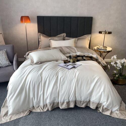 Grey White Duvet Cover Simple Style Patchwork King Queen Size 4Pcs Egyptian Cotton Bedding set with Zipper Bed Sheet Pillowcase