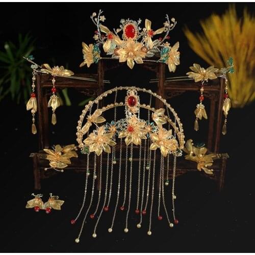 Handmade Show Bride Show Wo Clothing Headdress Hairpin Hairpin Phoenix Crown hair accessories headband bride headpiece
