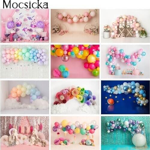 Children Birthday Cake Smash Backdrop Photocall Rainbow Balloons Newborn Kids Portrait Background Photography Photo Studio Props