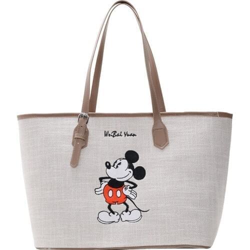 Disney Minnie High capacity handbag women Canvas bag female new fashion cartoon bag Mickey shoulder portable shopping bag