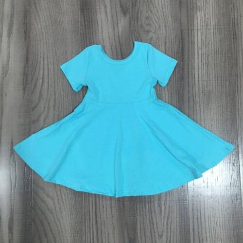 Spring Summer Baby Girls Clothes Solid Blue Milk Silk Twirl Dress