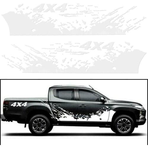 1 Pair White Car Vinyl Exterior Left&Right Side Body Splash Graphic Decal Stickers Fit for 4X4 Truck Off Road Pickup