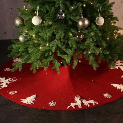 New Folded Curly Side Tree Skirt Christmas Knitted Tree Skirt Christmas Supplies Tree Bottom Apron