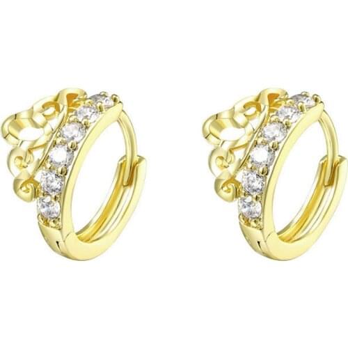 14k Gold Plated Stud Earrings for Women Retro Temperament Crown Earring for Wedding Fashion Jewelry Earring kolczyki damskie