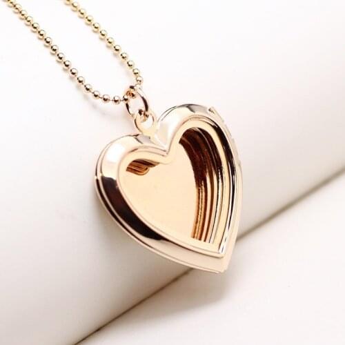 Womens Heart Photo Frame Locket Charms Pendant Necklace Floating Locket Hollow Necklace Jewelry YT-N97
