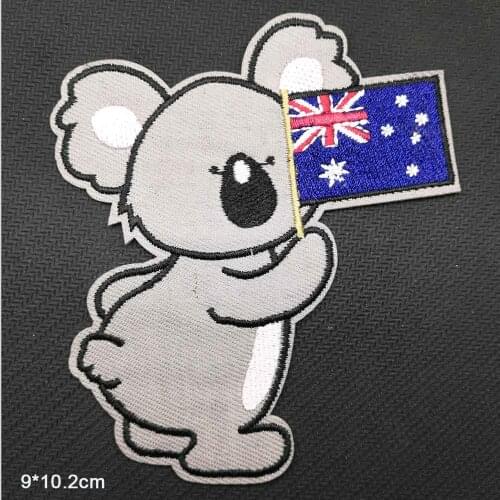 Animal Koala With Australia Flag Iron On Embroidered Clothes Patches For Clothing Stickers Garment Wholesale