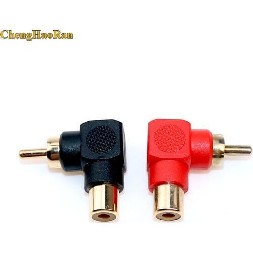10PCS/Lot RCA right angle connector plug adapters M F male to female 90 degree elbow Jack Nickel Right Angle AV Audio Red Black