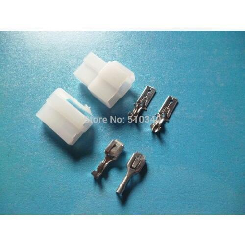 100 set total 600pcs 6.3mm 2 Way/pin Electrical Connector Kits Male Female socket plug for Motorcycle Car Free shipping