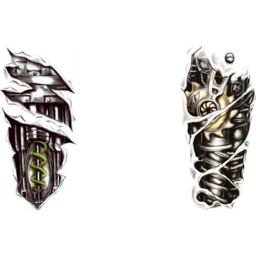 2 pcs/set Waterproof Temporary 3D Tattoo Robot Arm + 3D Machine Tattoo Stickers