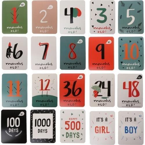 20Pcs/Set For Memory Baby Pregnant Women Monthly Photograph Sticker Fun Month 1-12 Milestone Cards