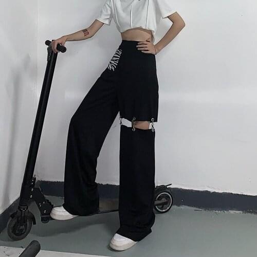 2021 New Pants Vintage Baggy High Waist Harajuku Trouser Black Straight Casual Versatile Sense of Design Streetwear Pants