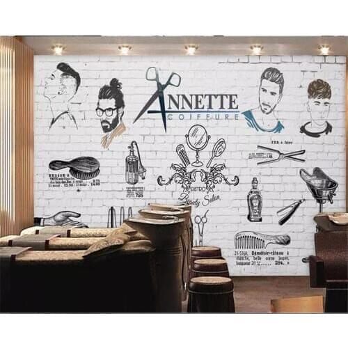 Beibehang 3d wallpaperCustom European and American trend barber shop brick wallpaper 3d background wall wallpaper for kids room