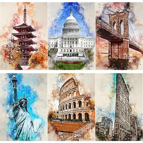 5D DIY Diamond Painting Abstract Architecture Diamond Embroidery Scenery Cross Stitch Full Square Round Drill Home Decor Gift