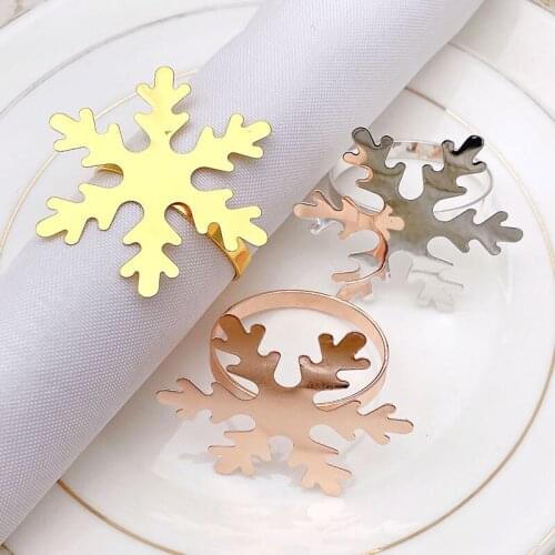 6 Pcs Christmas Snowflake Shaped Napkin Rings Dinning Table Setting Christmas Snowflake Napkin Button Napkin Ring