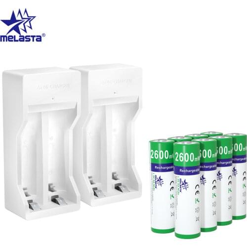 Melasta 16PCS AA NIZN 1.65V 2600mWh Rechargeable Battery gift a USB charger 2A Ni-Zn batteries for toys MP3 camera CD players