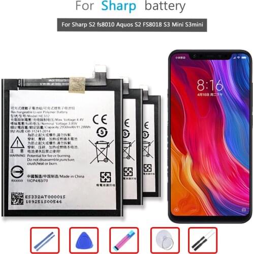 2930mAh Battery HE332 For Sharp S2 fs8010 Aquos S2 FS8018 S3 Mini S3mini Mobile Phone Li-ion Bateria