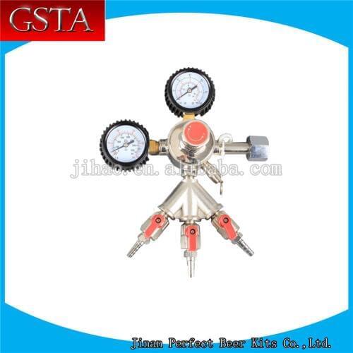 Bar beer brewing system accessories 3 outlets brass beer CO2 regulator
