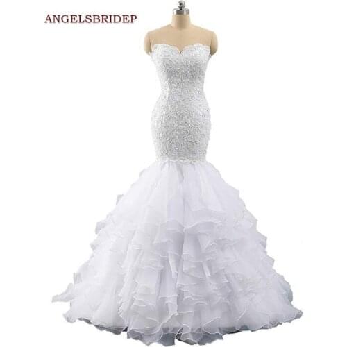 ANGELSBRIDEP Mermaid Wedding Dresses Robe de mariee Fashion Applique Beaded Sparkly Formal Bridal Gown Bride Dress HOt Sale