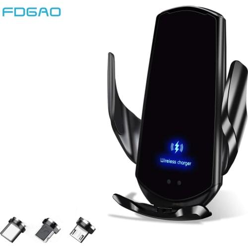 Automatic Magnetic USB 15W Fast Wireless Car Charger Mount Air Vent Phone Holder Mount For iPhone 12 11 XS XR X 8 Samsung Xiaomi