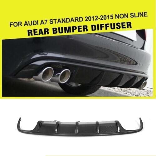 Carbon Fiber Car Rear Lip Diffuser Spoiler with Exhaust Tips for Audi A7 Standard Hatchback 4 Door 2012 - 2015 Non S7 Sline