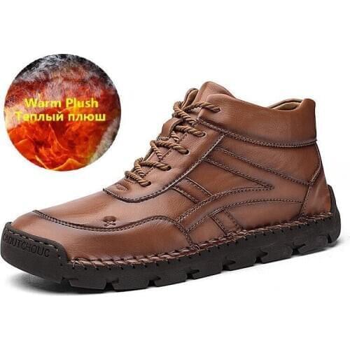 Brand Mens Ankle Boots Fur Warm Mens Boots Outdoor Comfortable Mens Snow Boots Brand Men Designer Sneakers Botas Hombre