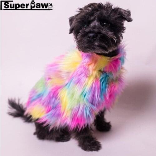 Colorful Winter Warm Pet Dog Rainbow Coat Jacket Clothes for Small Dogs French Bulldog Yorkie Outfit Chihuahua Costume GYC03