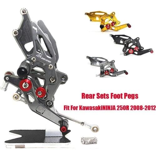 For Kawasaki Ninja 250R 2008-2012 09 10 11 CNC Adjustable Footrest Foot Peg Pedal Mount Bracket Sets Footpeg Rider Rear Rearset