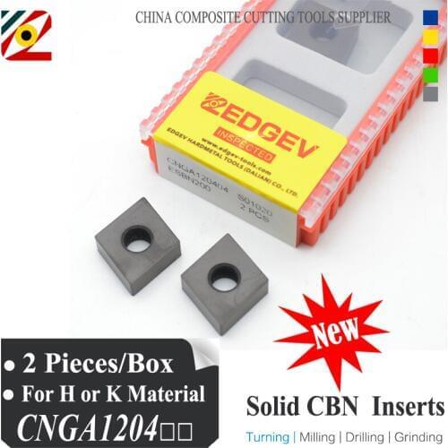EDGEV 2 Pieces Boron Nitride Solid CBN Inserts CNGA120404 CNGA120408 CNGA431 Lathe Turning Tools Plate Blade For H or K Factory