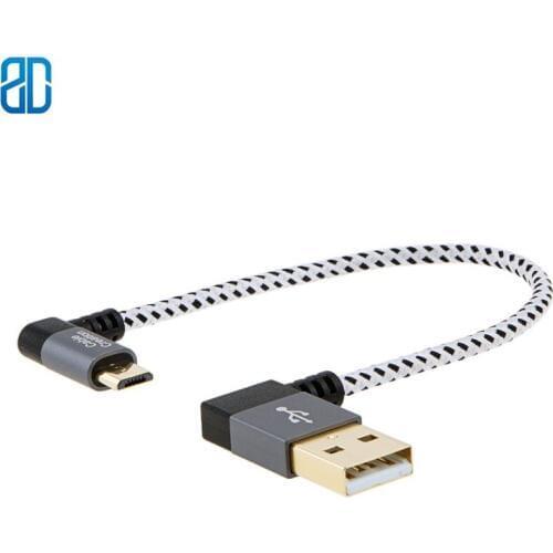 90 Degree USB 2.0 A to Micro USB B Cable, Double Angle-Dual Angled Short Micro USB Cable with Aluminium Case Space Gray