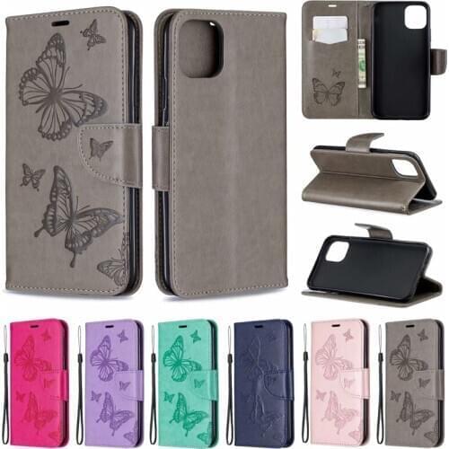 Leather Wallet Case For Samsung S20 Ultra A10S A20S A30S For Iphone 11 Pro Max Butterfly Imprint Flip Cover Luxury Holder 50PCS